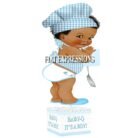 Baby Q Boy Centerpiece Blue Gingham Wood Lights Spatula Potholder