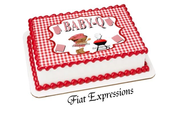 Baby-q Boy Red Check Baby Shower Edible Cake Image Digital File