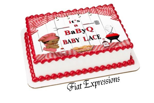 Baby-Q Boy Red & White Check Edible Cake Image Digital File
