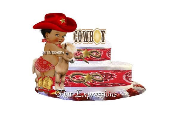 Cowboy Diaper Cake, 2 Tier Burp Cloth Diaper Cake, Western Diaper Cake, Cowboy Baby Shower Centerpiece and Gift