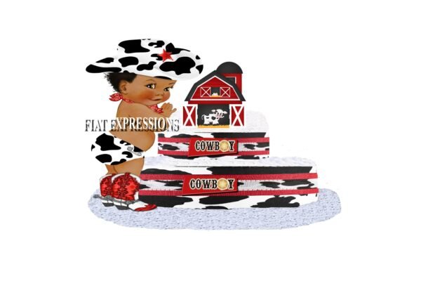 Cowboy Diaper Cake, 2 Tier Diaper Cake, Baby-Q Baby Shower Centerpiece & Gift