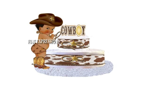 Cowboy Diaper Cake, 2 Tier Diaper Cake, Western Diaper Cake, Cowboy Baby Shower Centerpiece & Gift