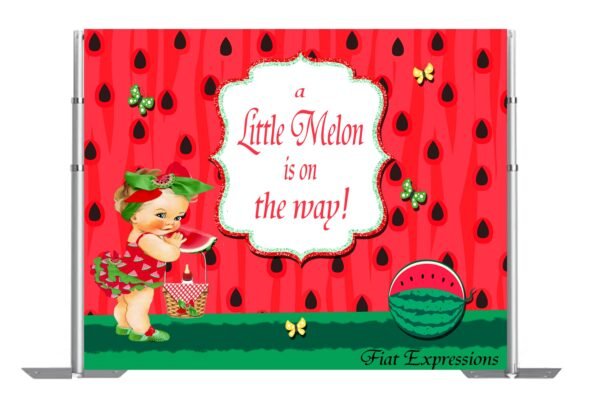 Watermelon Girl Baby Shower Poster Backdrop Digital File