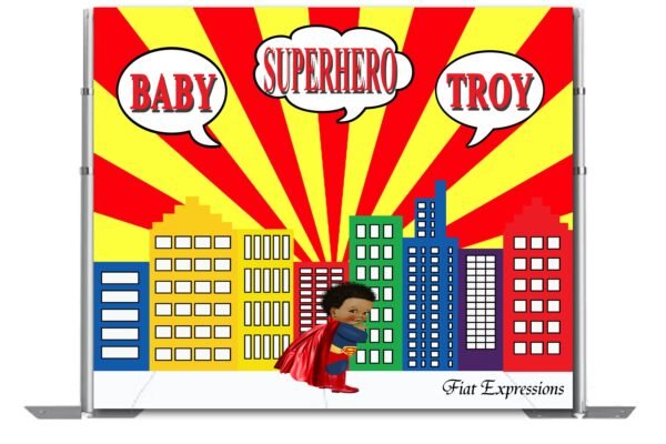 Superhero Red & Yellow Baby Shower Poster Backdrop Digital File