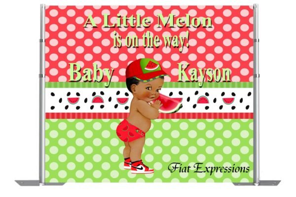 Watermelon Boy Polka Dots Baby Shower Poster Backdrop Digital File