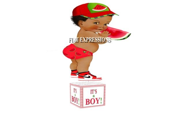 Watermelon Boy & Stripes Baby Shower Table Centerpiece