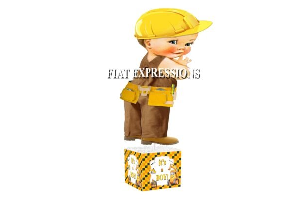 Construction Boy Worker Baby Shower Table Centerpiece