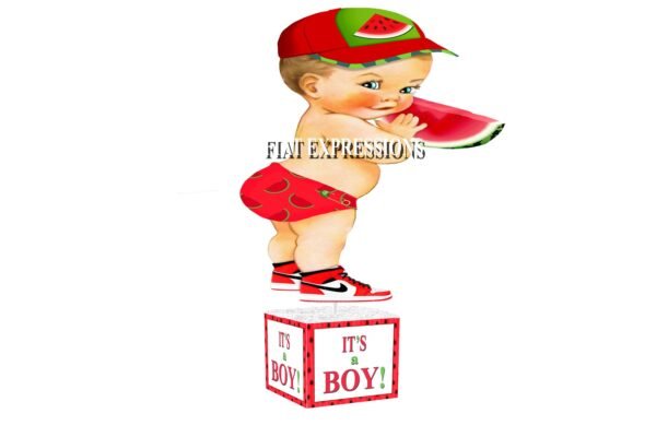 Watermelon Red Boy Baby Shower Table Centerpiece