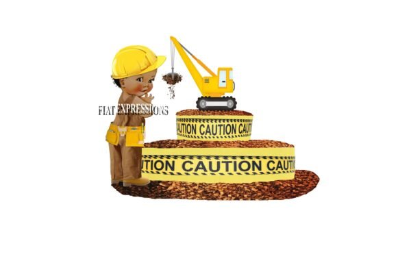 Construction Boy Yellow & Brown Diaper Cake, Diaper Cake 2 Tier Diaper Cake, Construction Baby Shower Centerpiece and Gift