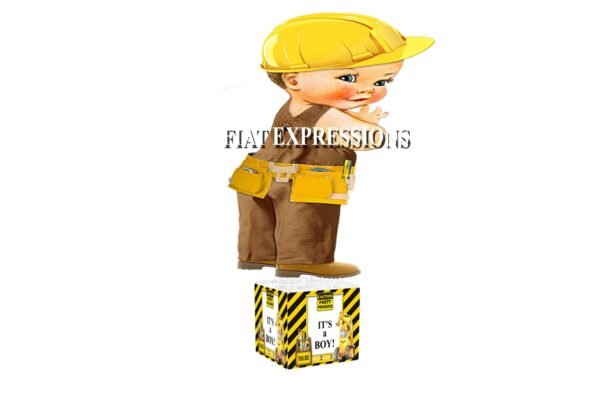 Construction Boy Yellow Baby Shower Table Centerpiece