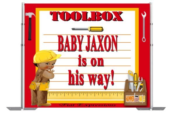 Construction Boy & Toolbox Baby Shower Backdrop Digital File DIGITAL