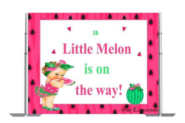 Watermelon Girl Pink Baby Shower Poster Backdrop Digital File