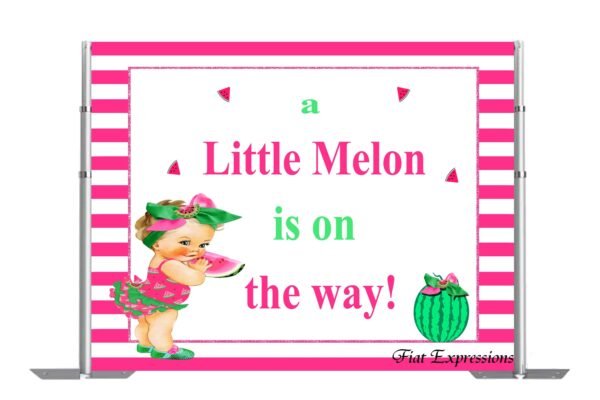 Watermelon Girl Pink Strips Baby Shower Poster Backdrop Digital File