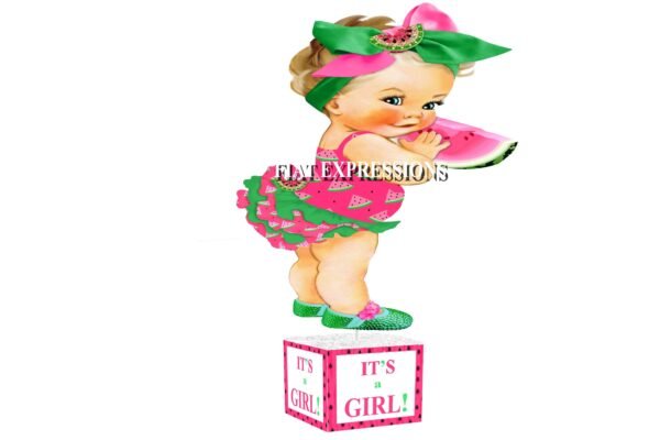 Watermelon Girl Pink Baby Shower Table Centerpiece