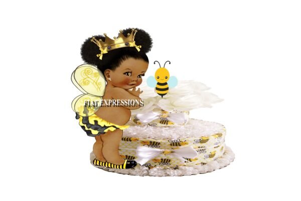 Bumble Bee Girl Diaper Cake, 2 Tier Diaper Cake, Bumble Bee Baby Shower Centerpiece & Gift