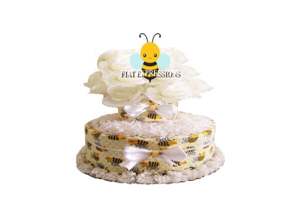 Bumblebee Diaper Cake, 2 Tier Diaper Cake, Bumblebee Baby Shower Centerpiece & Gift