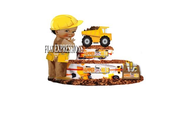 Construction & Dump Truck Diaper Cake, 2 Diaper Cake, Construction Baby Shower Centerpiece and Gift