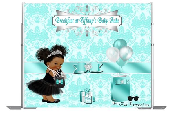 Breakfast at Tiffany's Girl with Purse Baby Shower Backdrop, Baby Shower Poster, Baby Shower Sign, Baby Shower Prop Digital