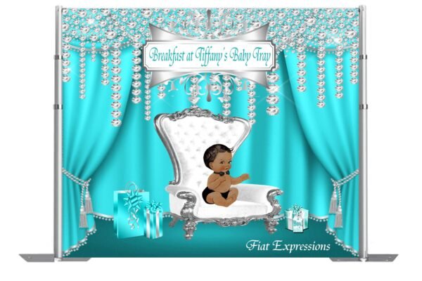 Breakfast at Tiffany's Sitting Boy Baby Shower Backdrop, Baby Shower Poster, Baby Shower Sign, Baby Shower Prop Digital