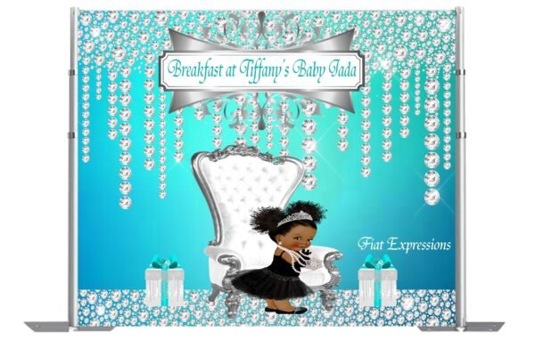 Breakfast at Tiffany's Girl with Gifts Baby Shower Backdrop, Baby Shower Poster, Baby Shower Sign, Baby Shower Prop Digital