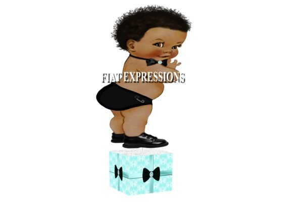 Breakfast at Tiffany's Black Attire Boy Baby Shower Centerpiece