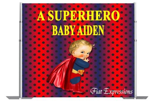 Superhero Red & Blue Baby Shower Poster Backdrop Digital File