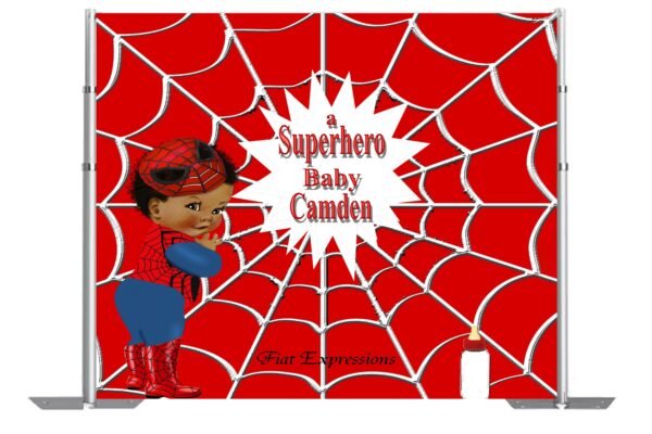 Spider Baby Superhero Red & Blue Baby Shower Poster Backdrop Digital File