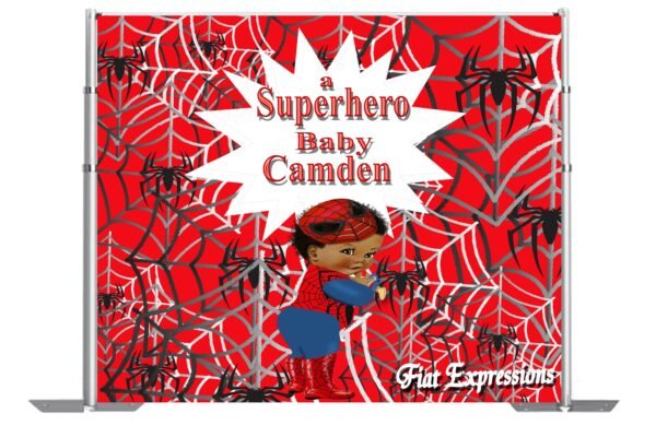 Spider Baby Superhero Blue& Red Baby Shower Poster Backdrop Digital File