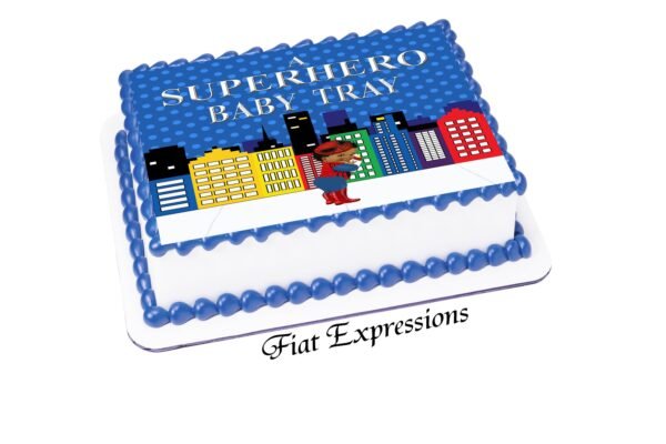 Spider Baby Superhero Blue Baby Shower Edible Cake Image Digital File
