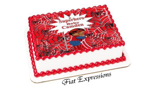 Spider Baby Superhero Red Baby Shower Edible Cake Image Digital File