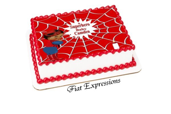 Spider Baby Superhero  Baby Shower Edible Cake Image Digital File