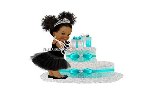 Breakfast at Tiffany's Girl Gifts Diaper Cake, 2 Tier Diaper Cake, Breakfast at Tiffany's Baby Shower Centerpiece and Gift