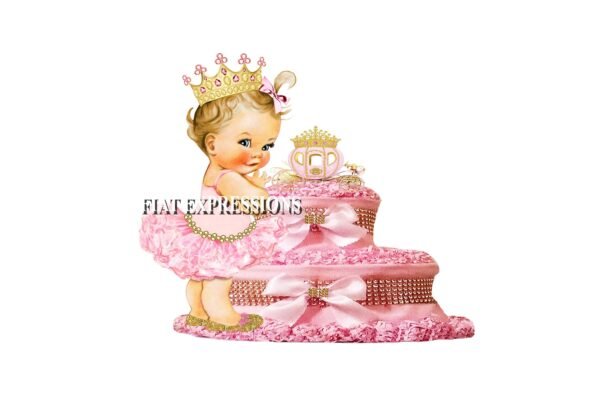 Princess & Royal Pink Carriage Diaper Cake, 2 Tier Diaper Cake, Princess Baby Shower Centerpiece and Gift