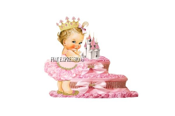 Princess with Pink Castle Diaper Cake, 2 Tier Diaper Cake, Princess Baby Shower Centerpiece and Gift
