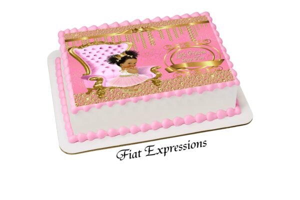 Princess & Sign Pink Gold Edible Cake Image Digital File