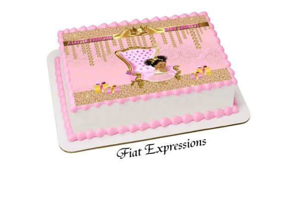 Princess Pink Gold Baby Shower Edible Cake Image Digital File