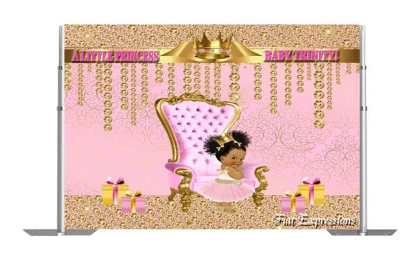 Princess with Gifts Baby Shower Backdrop, Poster, Sign, Photo Prop, Baby Shower Backdrop Digital File