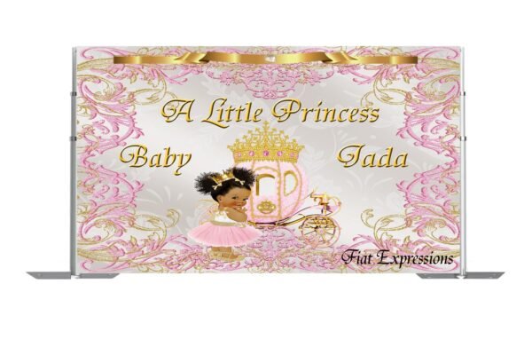 Princess & Carriage Pink Baby Shower Backdrop, Poster, Sign, Photo Prop, Baby Shower Backdrop Digital File