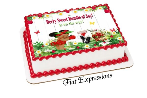 Strawberry Girl Red Baby Shower Edible Cake Image Digital File, Strawberry Edible Cake Image, Baby Shower