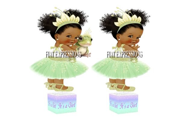 Princess Baby Shower Centerpiece Decorations, Purple and Green Baby shower Centerpiece, Princess Tiana Themed Baby Shower Centerpiece
