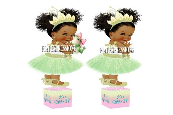 Princess Green & Pink with Frog Baby Shower Centerpiece Decorations