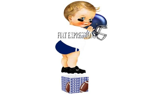 Football Little Boy Blue Baby Shower Centerpiece, Sports Baby Shower Centerpiece