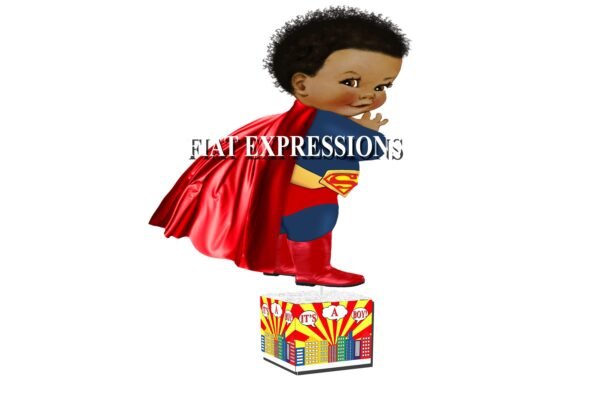 Superhero Red & Yellow Baby Shower Table Centerpiece