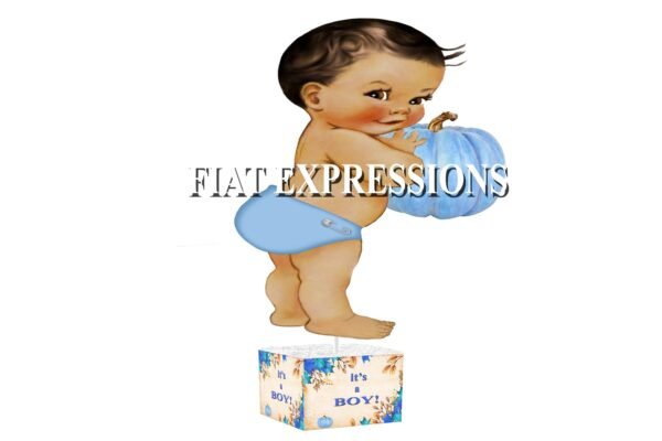 Fall Autumn Pumpkin Boy Blue Baby Shower Centerpiece