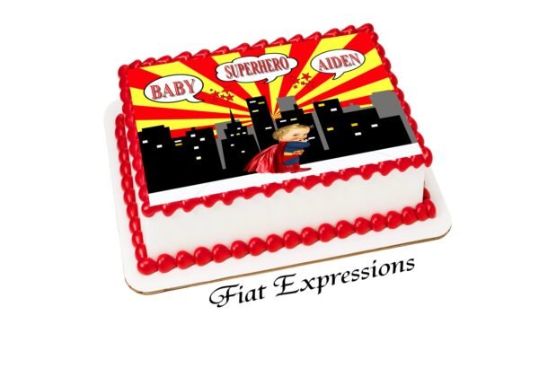 Superhero Boy Baby Shower Edible Cake Image Digital File
