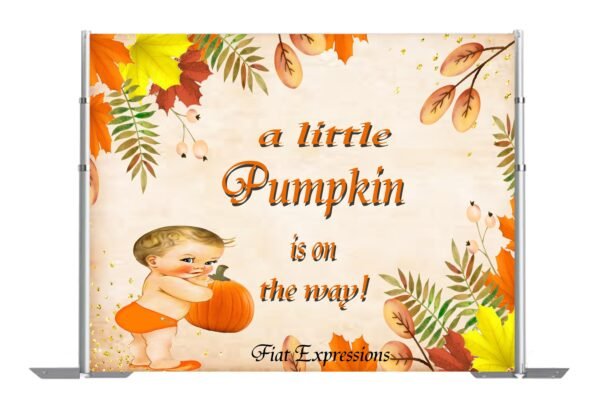 Pumpkin Boy Orange Baby Shower Backdrop, Autumn Baby Shower Backdrop, Fall Baby Shower Backdrop, Baby Shower Backdrop Digital File DIGITAL
