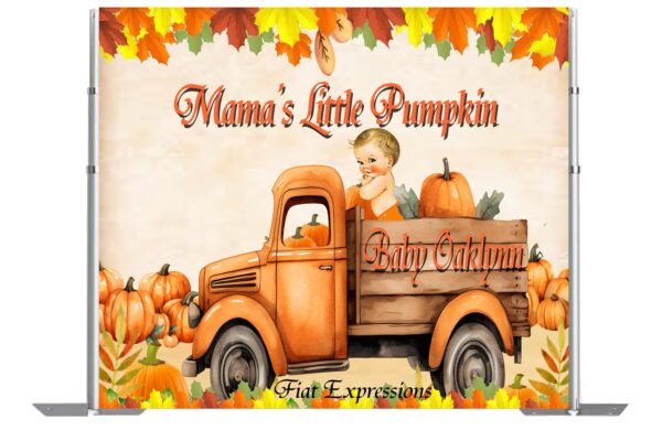 Pumpkin & Truck Baby Shower Backdrop, Autumn Baby Shower Backdrop, Fall Baby Shower Backdrop, Baby Shower Backdrop Digital File DIGITAL