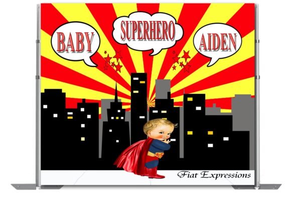 Superhero Bor Baby Shower Poster Backdrop Digital File, Baby Shower Banner, Baby Shower Sign, Baby Shower Photo Prop