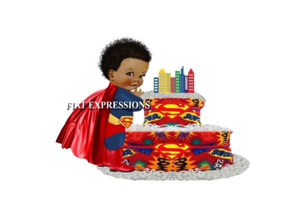 Superhero Boy Red Diaper Cake, 2Tier Diaper Cake, Superhero Baby Shower Centerpiece & Gift