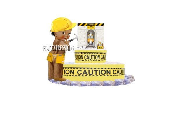 Construction on Tunnel Diaper Cake, 2 Tier Diaper Cake, Construction Baby Shower Centerpiece & Gift